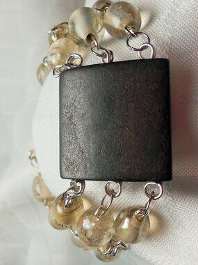 Handmade jewelry set with 3 rows bracelet and earrings with elk bone bead